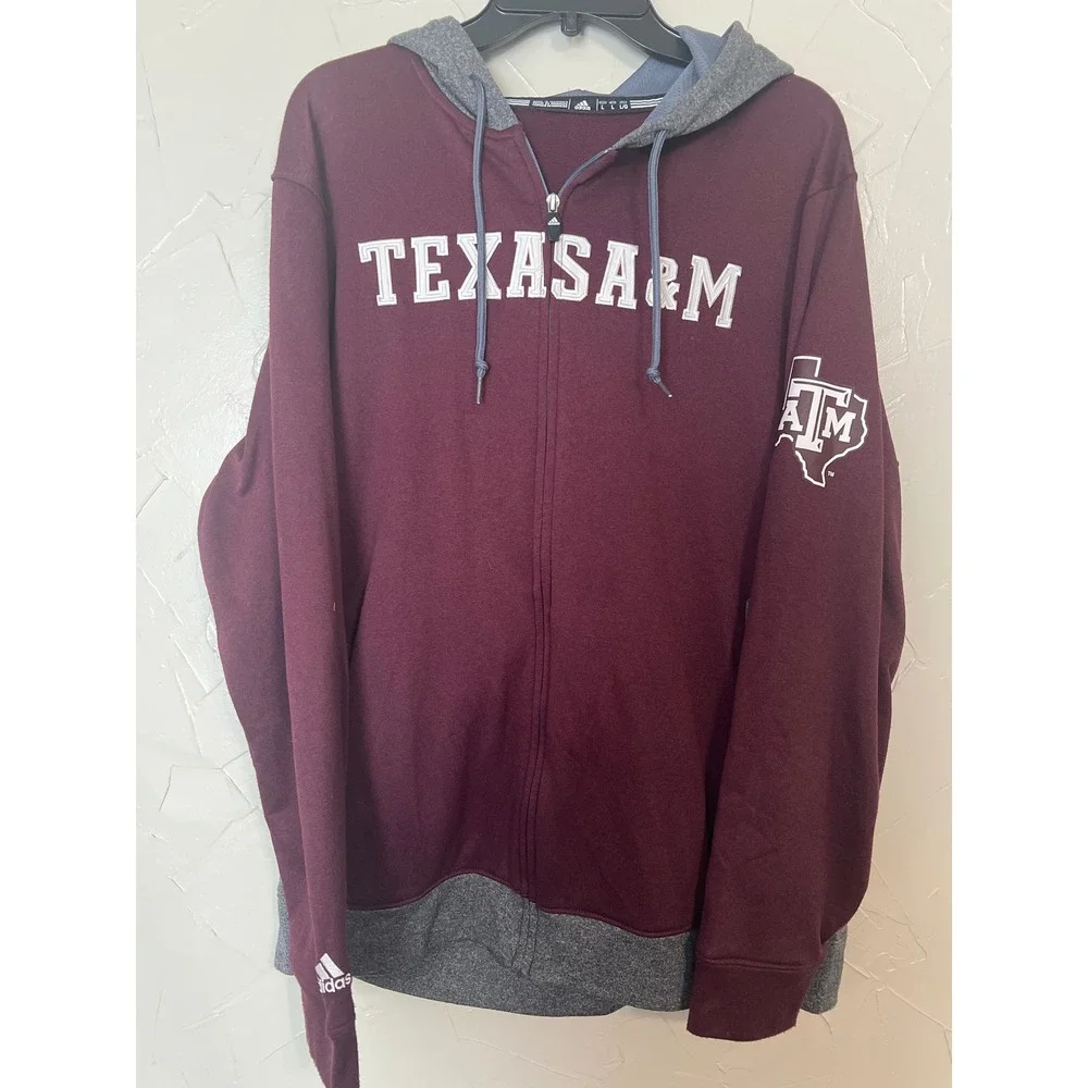 Adidas Texas A&M Hoodie Mens Large Maroon Full Zip Sweatshirt